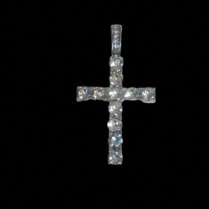 Unisex 18k White Gold Plated Cross CZ Pendant 2 Inch